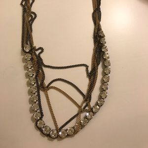 Sorrelli mimi necklace w/ clear crystals & chains
